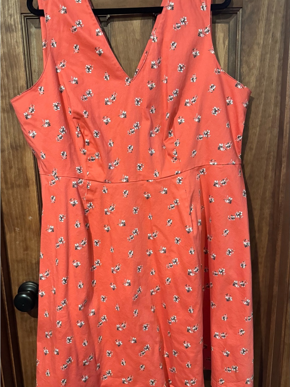 Lane Bryant Coral Floral V-Neck Midi Dress